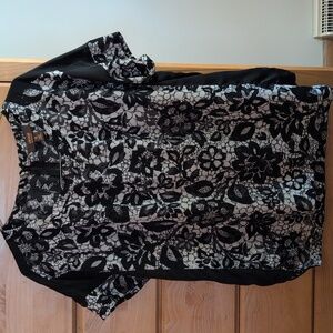 Victor Alfaro Black and White Floral Blouse- XL